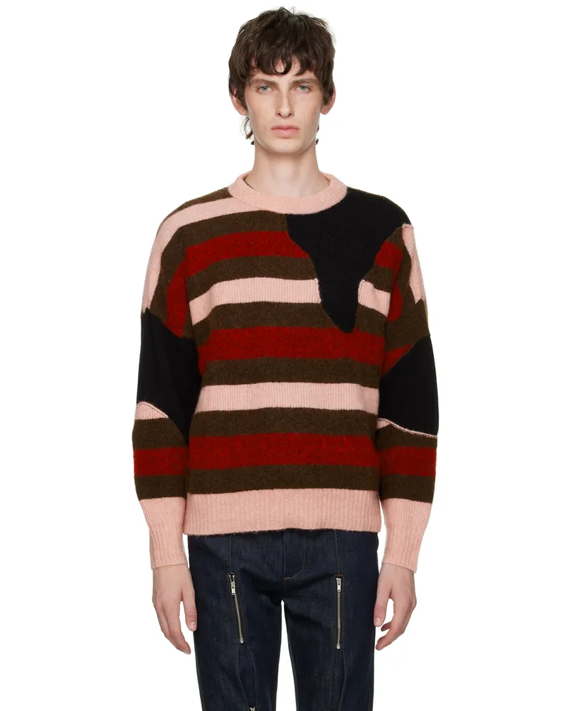 The World Is Your Oyster Multicolor Peeling Off Sweater Black