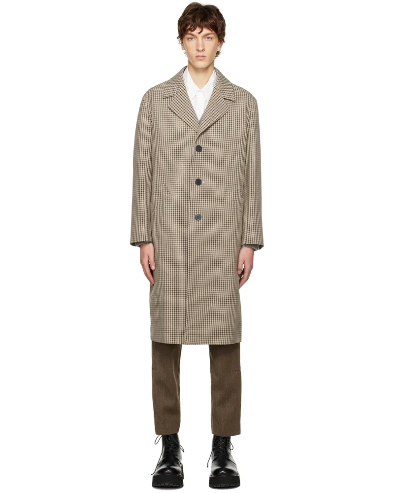 SOLID HOMME Beige Check Coat 101e
