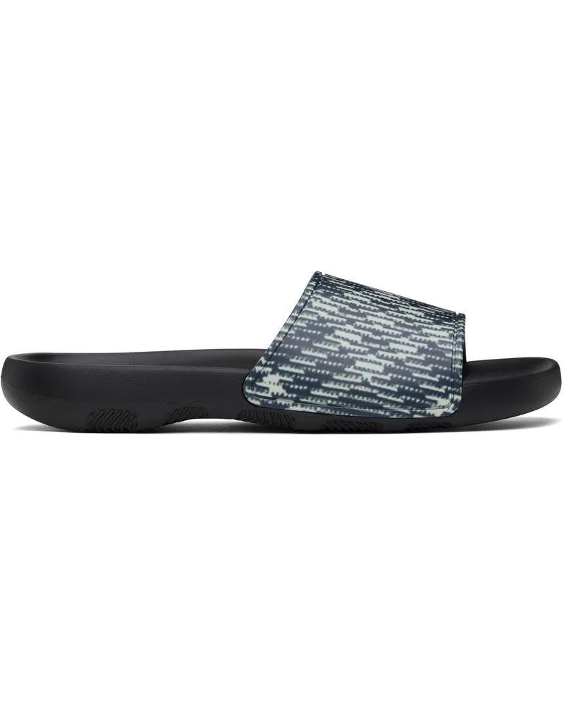 Burberry Black & Off-White Check Dive Slides Black