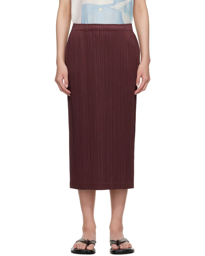 Issey Miyake Burgundy May Loop Bottoms Midi Skirt 49