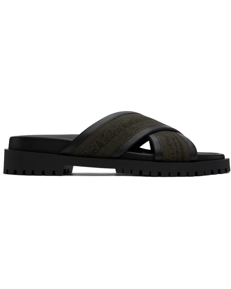 OFF-WHITE Khaki & Black Chicago Crisscross Sandals Military