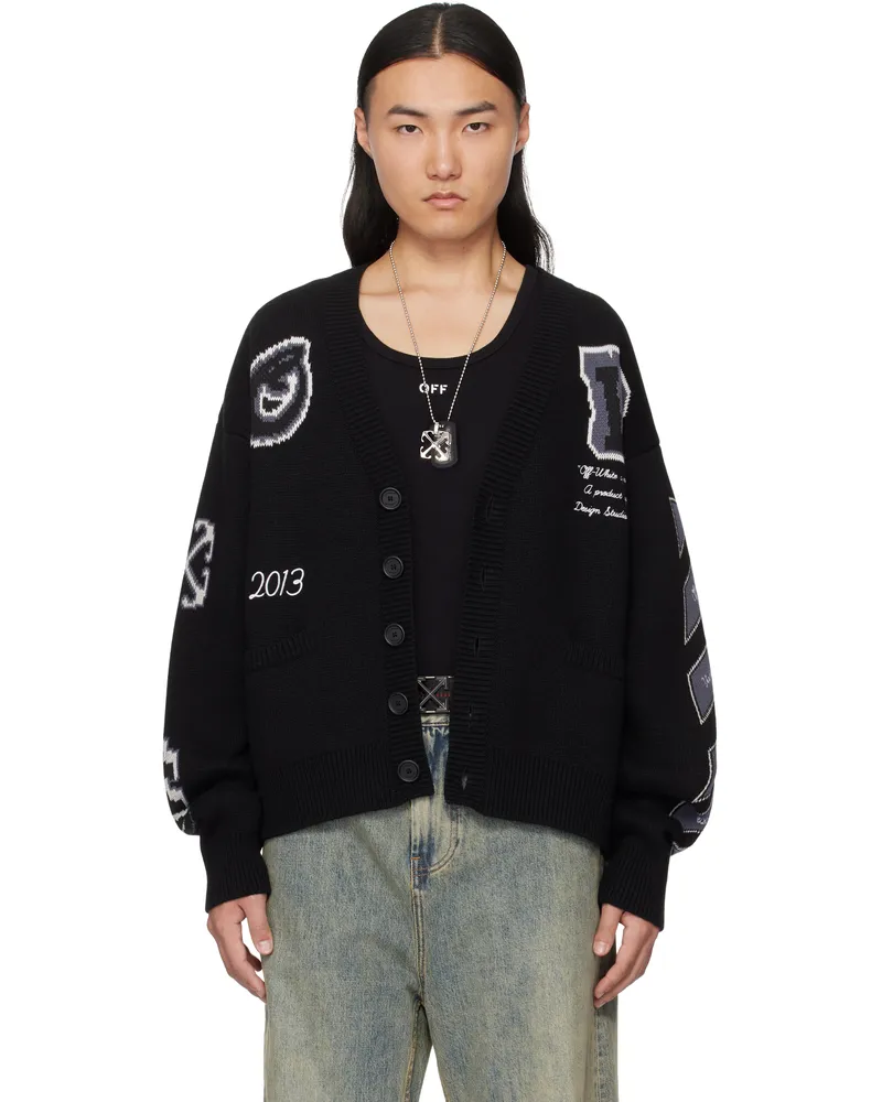OFF-WHITE Black Varsity Knit Cardigan Black