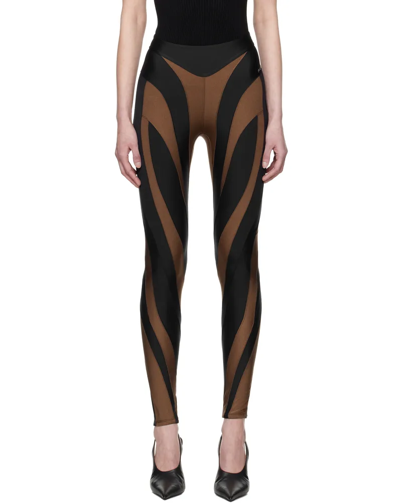 Thierry Mugler Brown & Black Shiny Lycra Leggings B399