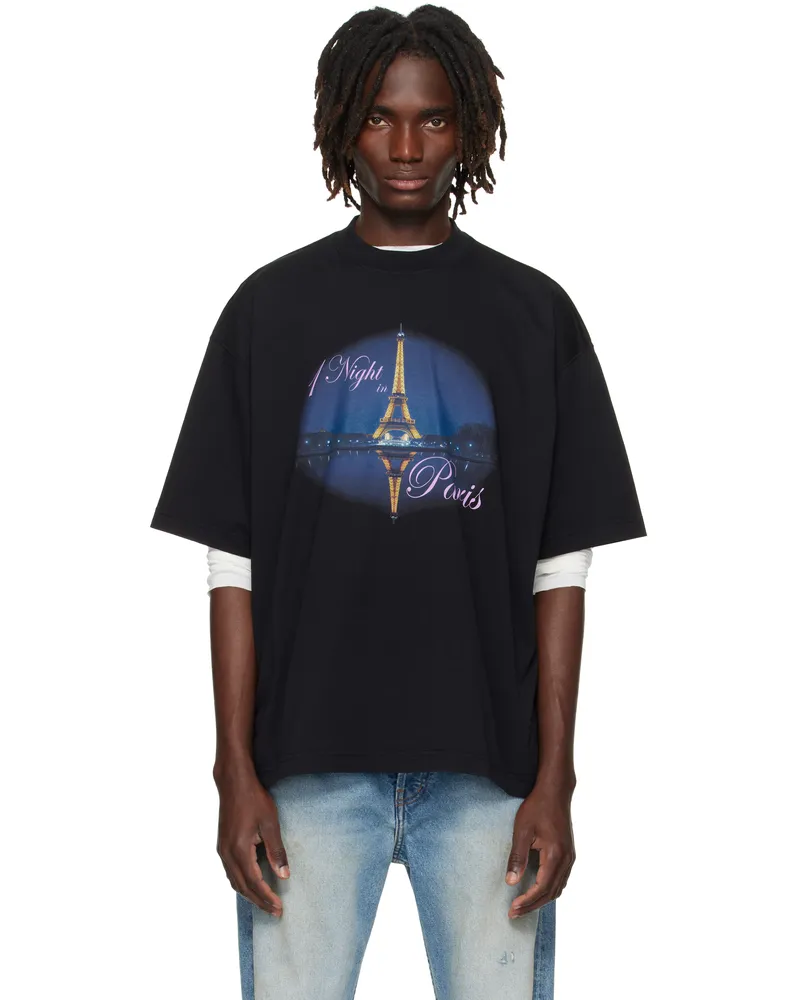 VETEMENTS Black 'Night In Paris' Oversized T-shirt Washed