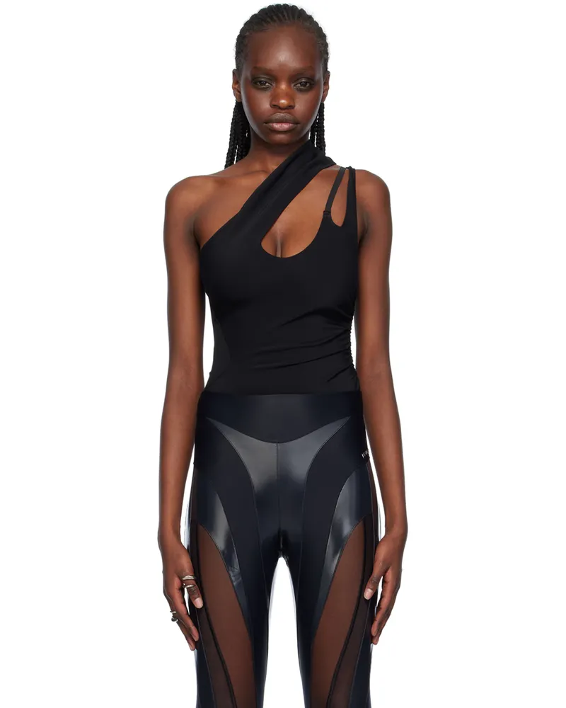 Thierry Mugler Black Asymmetric Bodysuit 1999