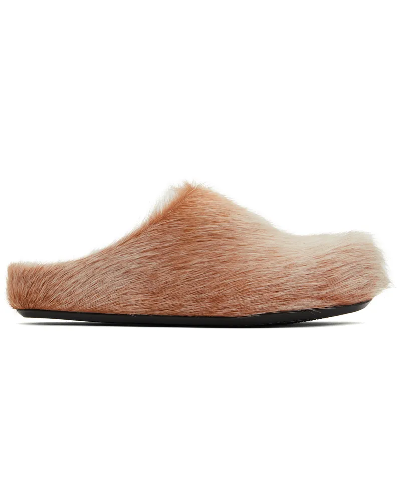 Marni Off-White & Orange Fussbett Sabot Slip-on Loafers 00w74