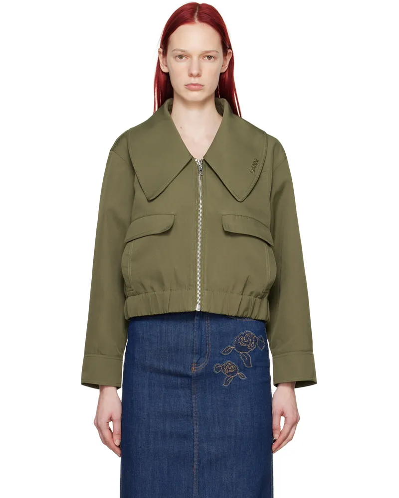 Ganni Green Wide Collar Jacket 861