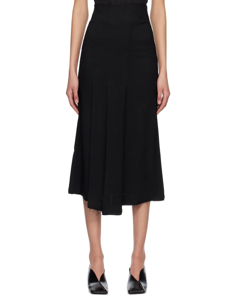 BITE Studios Black Raw Midi Skirt Black