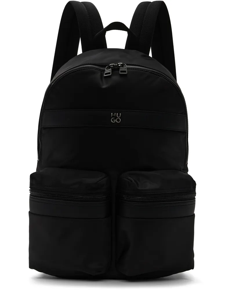 HUGO BOSS Black Stacked-Logo Twill Backpack 001-black