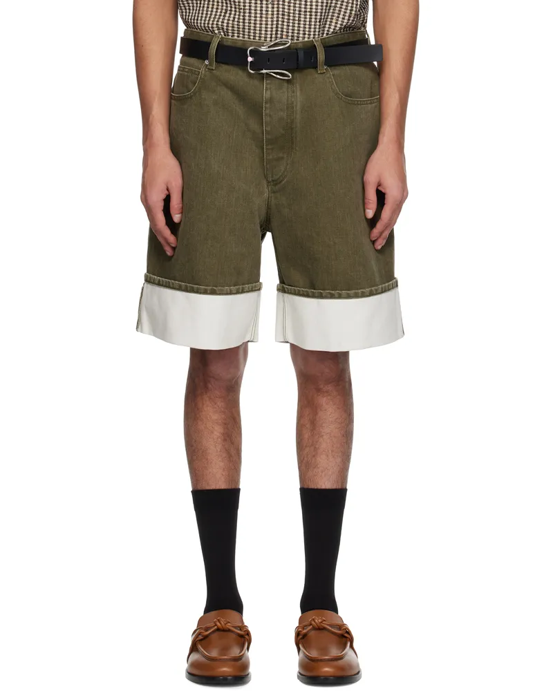 Bottega Veneta Khaki Colored Denim Shorts 4056