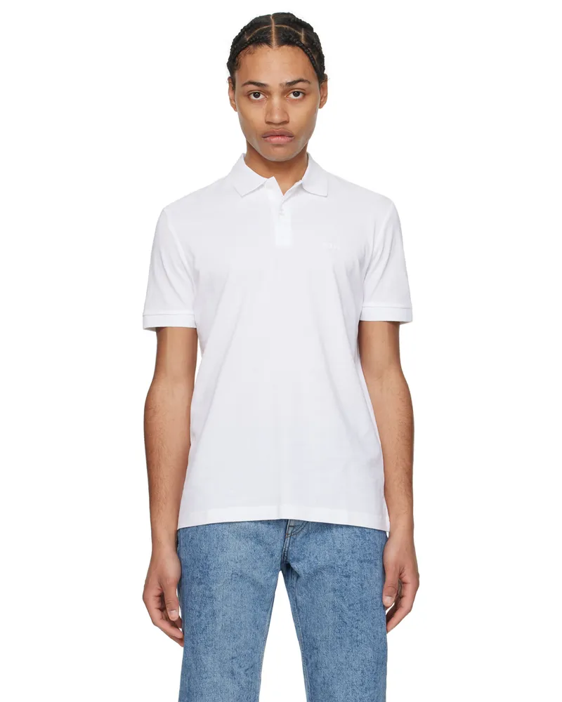 HUGO BOSS White Spread Collar Polo 100-white
