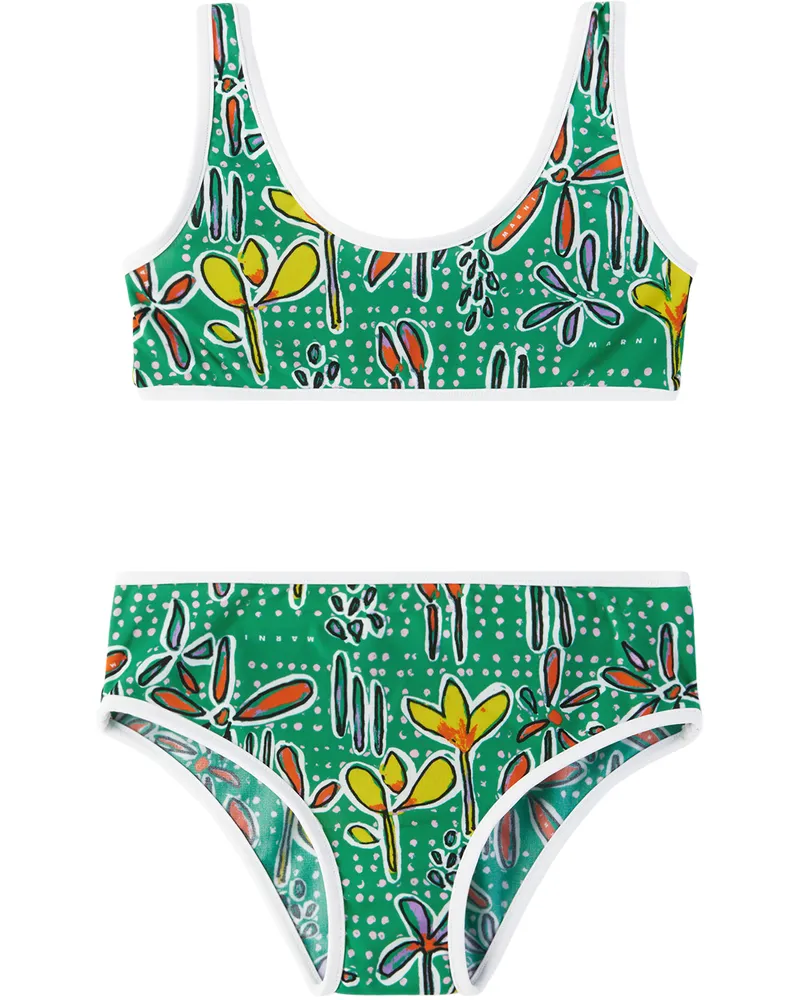 Marni Kids Green Carioca Print Bikini 0m535