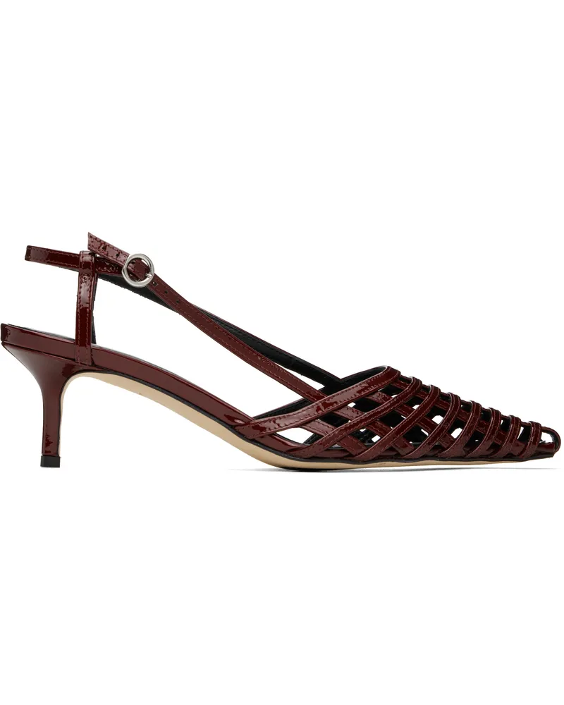 aeyde Red Helit Leather Slingback Heels Red