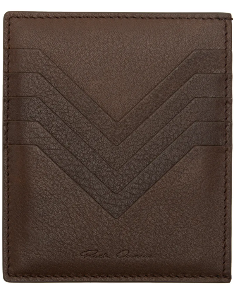 Rick Owens Brown Porterville Square Card Holder Saddle