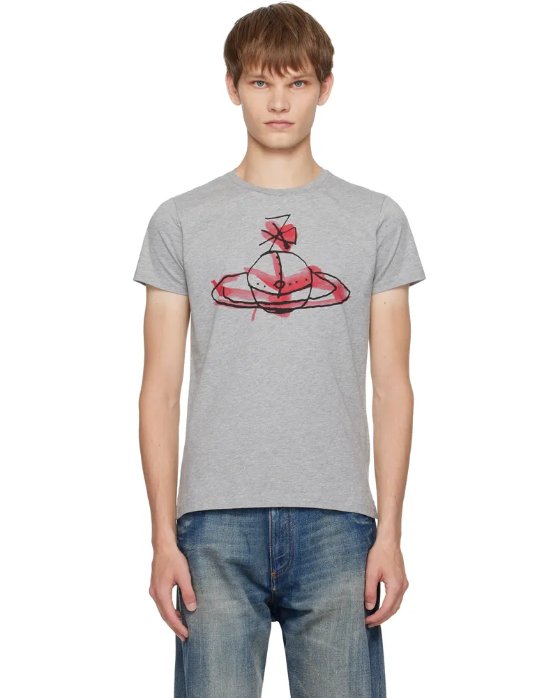 Vivienne Westwood Gray Drawn Orb Peru T-shirt Aw25-grey