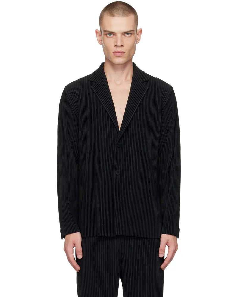 Issey Miyake Black Tailored Pleats Blazer 15-black