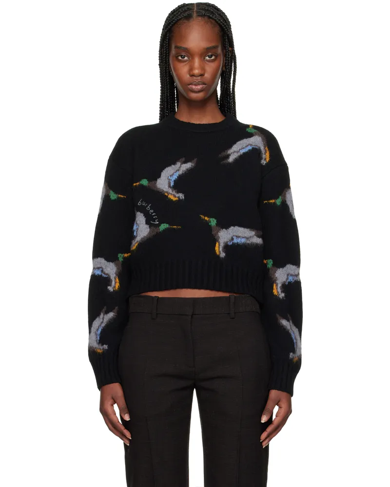 Burberry Black Cropped Duck Wool Sweater Black