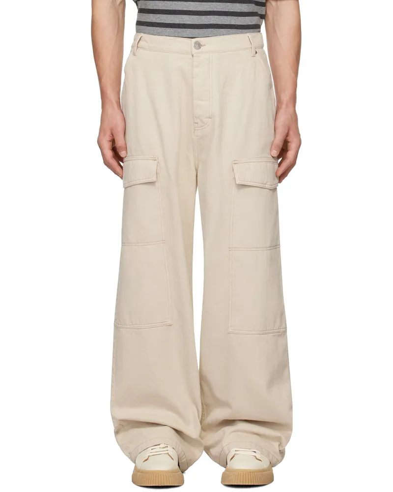 AMI Paris Off-White Worker Baggy Cargo Pants Off
