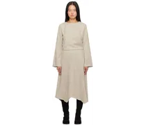 Gray Asymmetric Faux-Leather Midi Dress