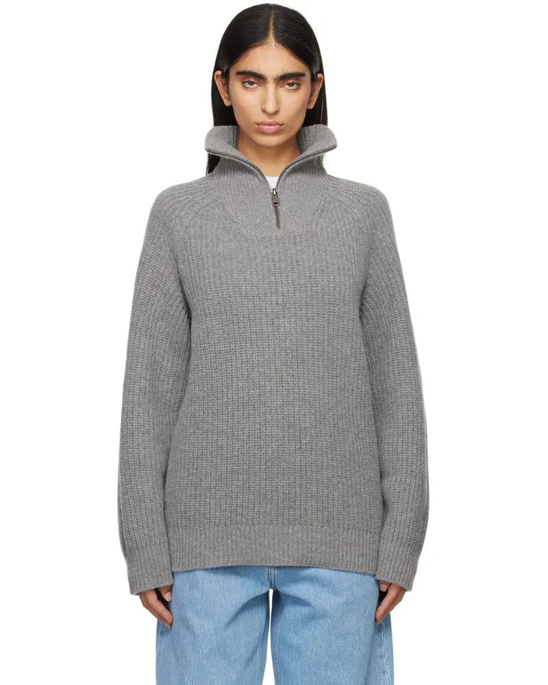 Carhartt WIP Gray Marlon Half Zip Sweater Grey