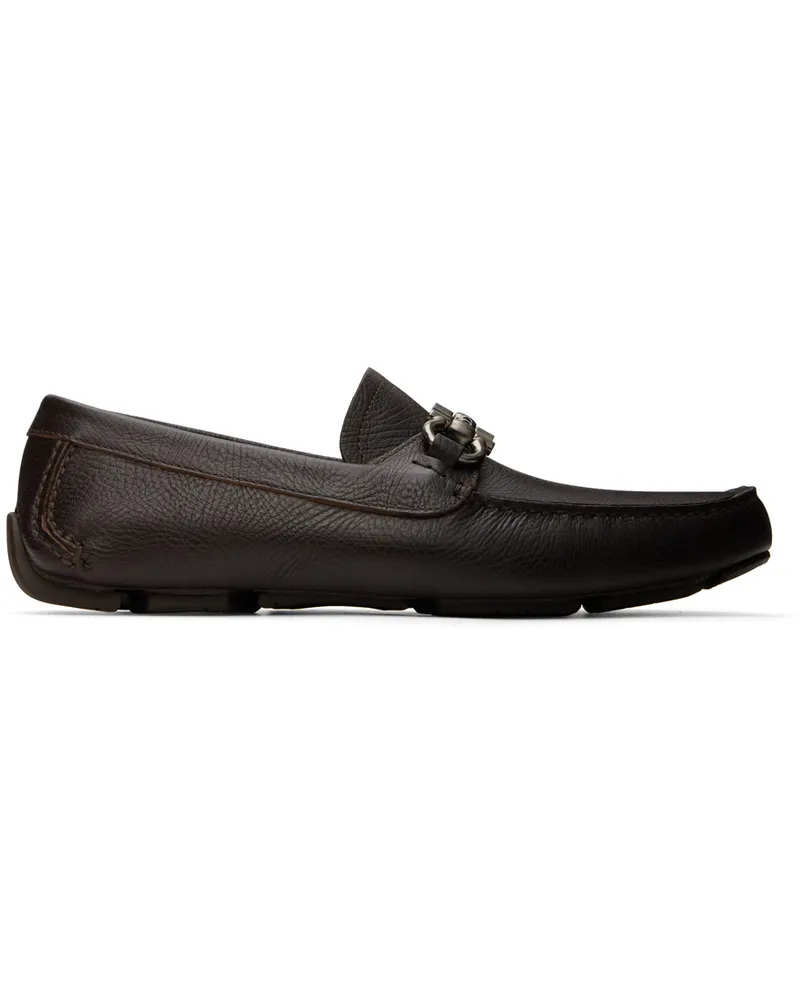 Ferragamo Brown Gancini Ornament Loafers T.moro