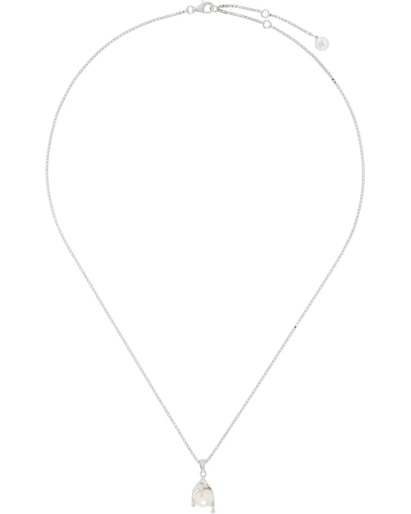 Alan Crocetti Silver Nano Pearl Melt Necklace Rhodium