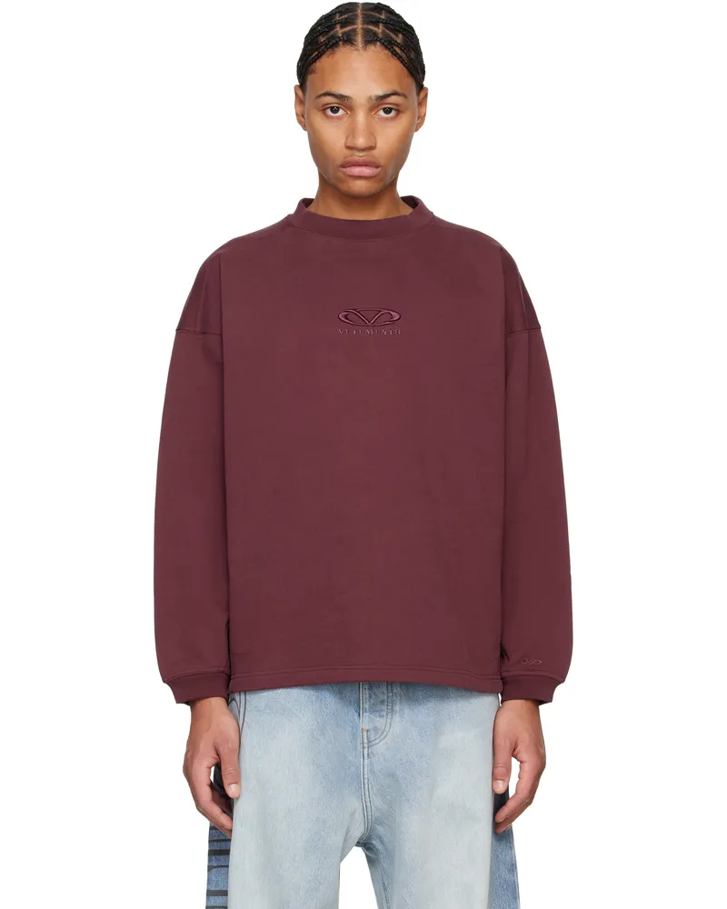 VETEMENTS Burgundy Oval Logo Cropped Boxy Sweatshirt Bordeaux