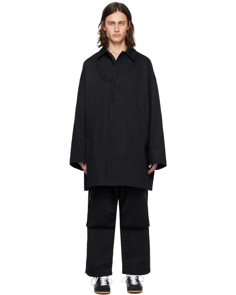 Random Identities Black Spread Collar Coat Black