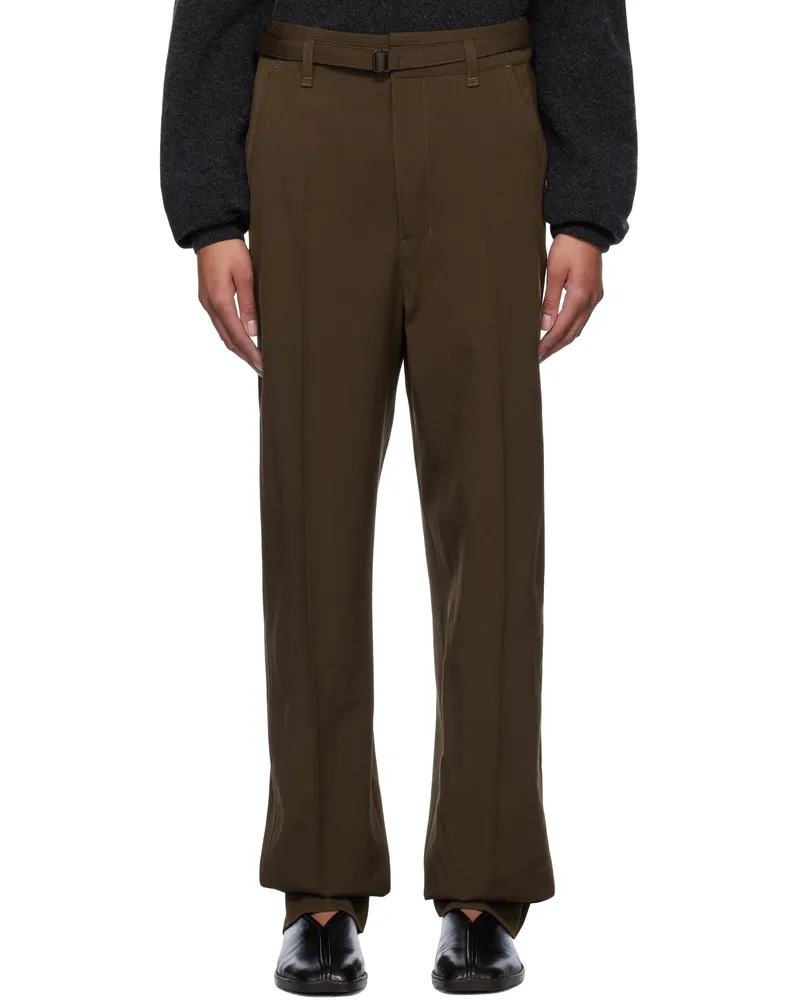 Christophe Lemaire Brown Belted Soft Tailored Trousers Br485