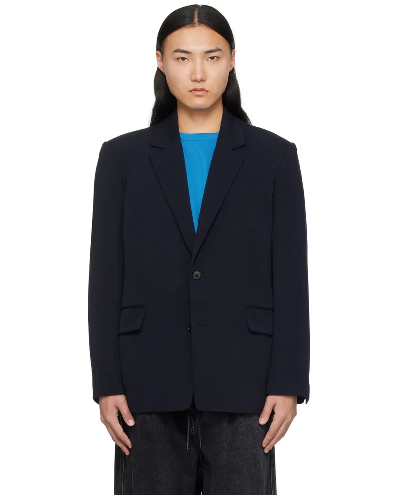 JUUN.J Navy Notched Lapel Blazer R