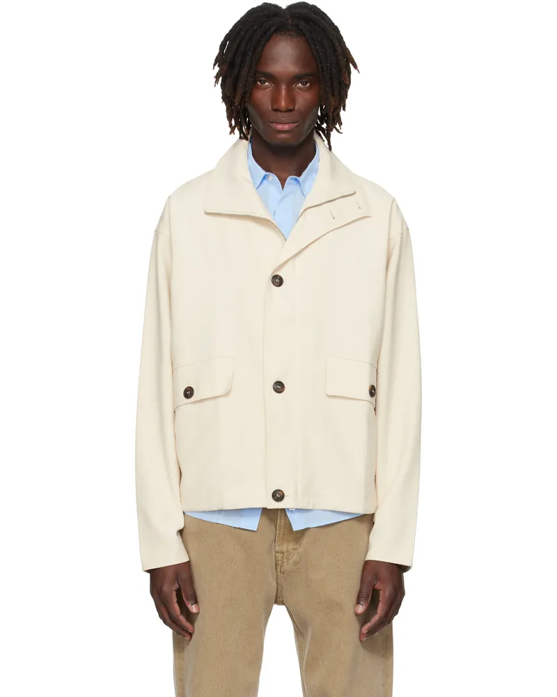 COMMAS Off-White Textured Linen Rayon Jacket Sand
