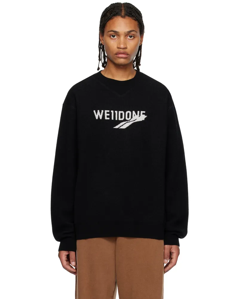 WE 11 DONE Black Crewneck Sweater Black
