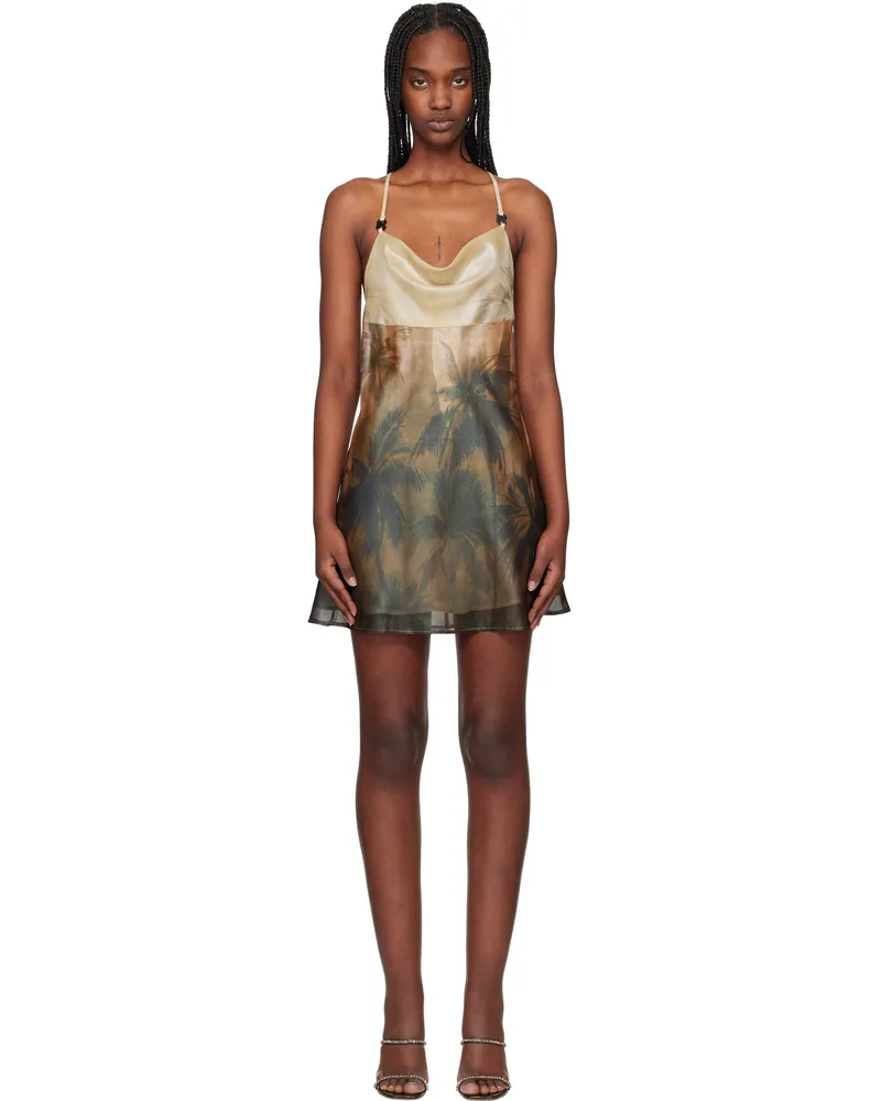 Palm Angels Multicolor Sunset Palms Minidress Orange