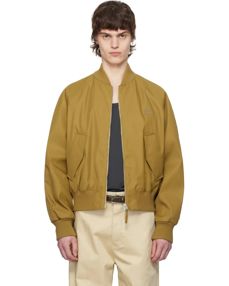 AMI Paris Khaki Twill Bomber Jacket 202
