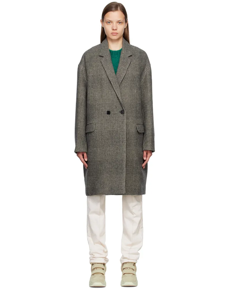 Isabel Marant Black & White Effegozi Coat Bkec