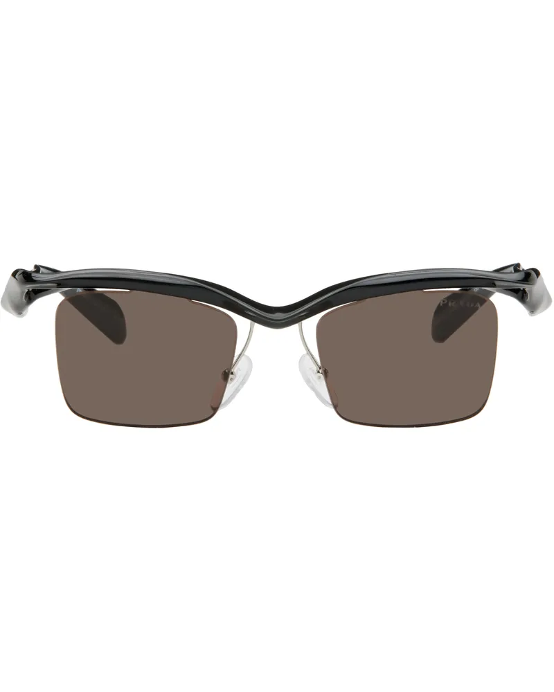 Prada Black Twisted Frame Square Sunglasses 0pr