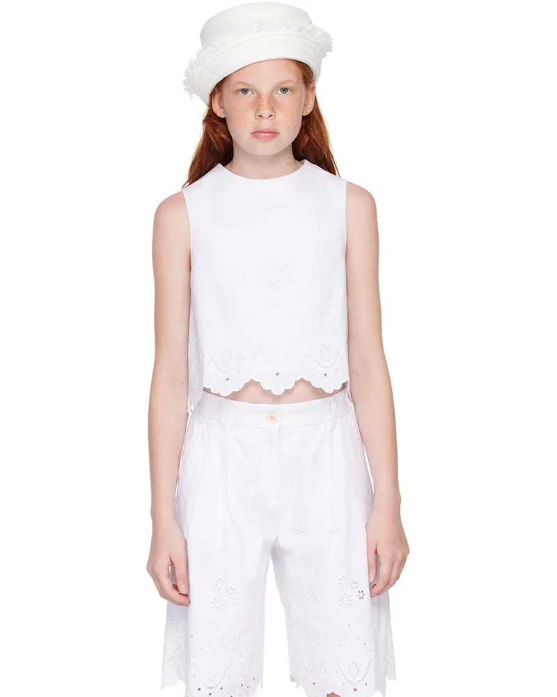 Dolce & Gabbana Kids White Broderie Anglaise Top W0800