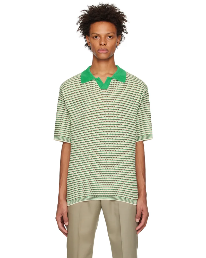 SOLID HOMME Green Striped Polo 529f
