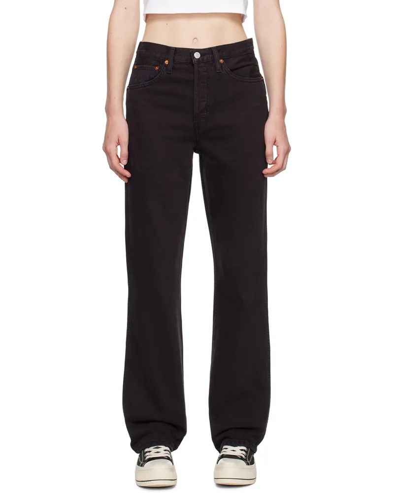 RE/DONE Black High Rise Loose Jeans Washed