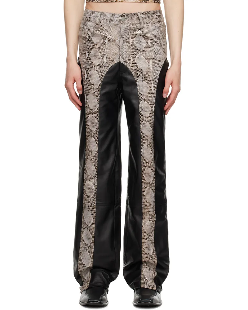 Theophilio SSENSE Exclusive Black & Gray Stripe Leather Pants Roccia