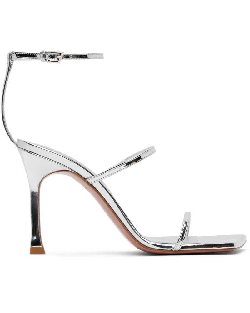 Amina Muaddi Silver Maya Heeled Sandals Silver