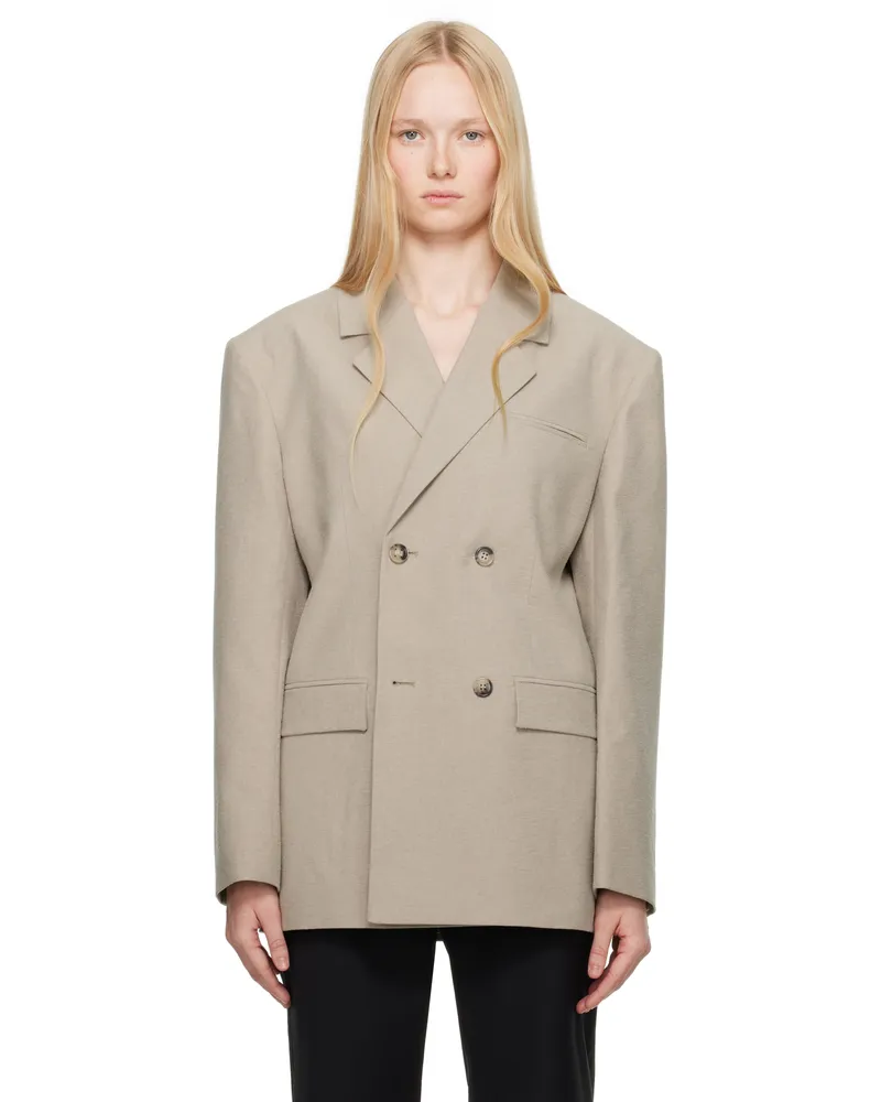 Nanushka Gray Diante Blazer Sand