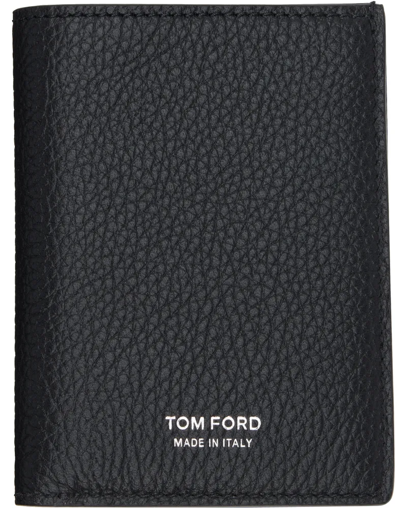 Tom Ford Black Grain Leather Folding Card Holder 1n001black