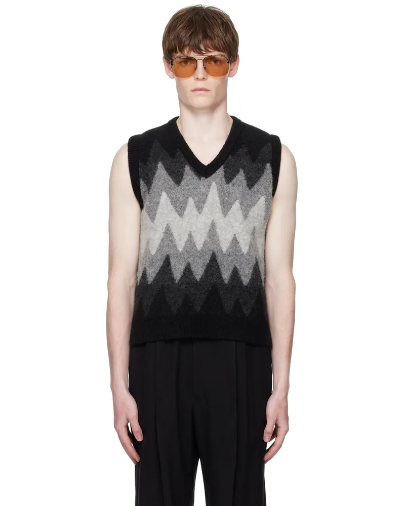 Ernest W. Baker Black & Gray Degrade Jacquard Vest Black