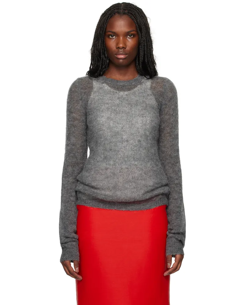 SPORTMAX Gray Stretch Alpaca & Wool Crewneck Sweater 003