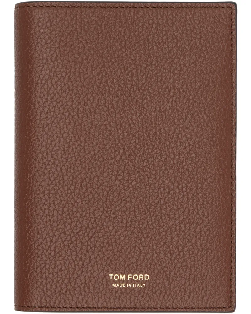 Tom Ford Tan Soft Grain Leather T Line Passport Holder 1b108midbrown