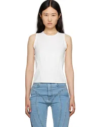 Thierry Mugler White Embossed Tank Top Snow