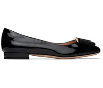 Black Leather & Gros Grain Audrey Ballerina Flats