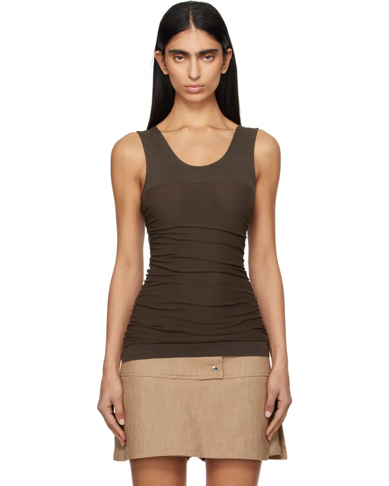 Paloma Wool Brown Vichyl Tank Top 323