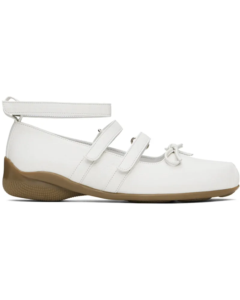 OPEN YY White Strap Ballerina Flats White